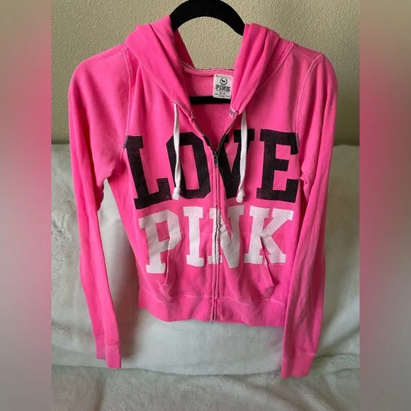 PINK Victoria's Secret Tops Victoria Secret Neon Pink Hoodie